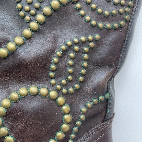 Guess Women’s Esperanza Western Studded Leather Boots In Brown Size 5.5 - Picture 14 of 16